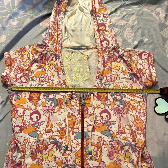 tokidoki Paradise Beach Hoodie Women’s Large Full Zip Short Sleeve Rare Graphic - Picture 14 of 16